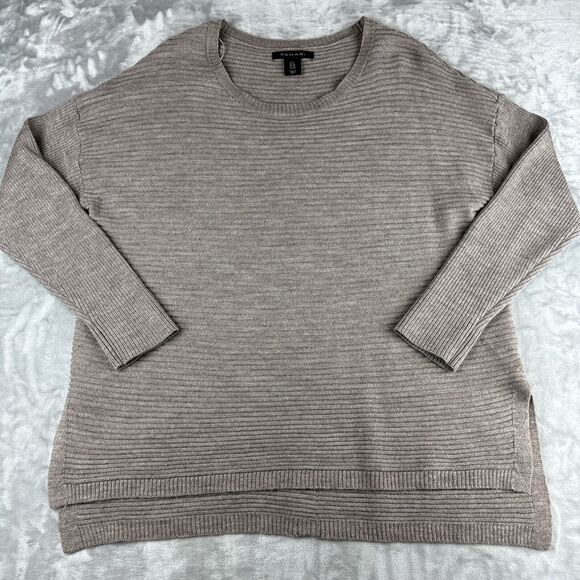 Tahari Ribbed Pullover Sweater Womens 1X Brown 50% Merino Wool Slouchy (0947) - Picture 1 of 8